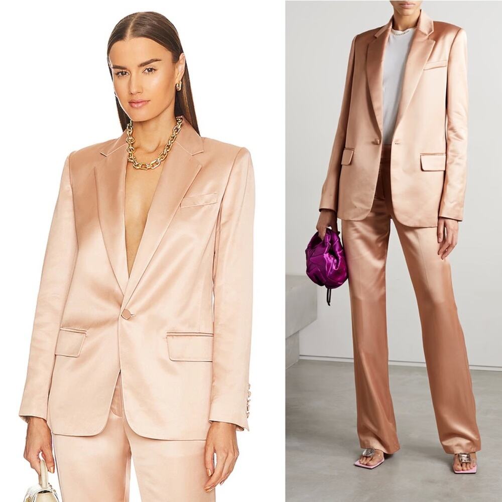 NWT A.L.C. Dakota Satin Single Button Oversized Blazer Jacket in Sirocco Size 2